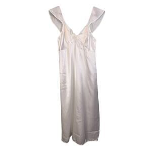 Biconf Nightgown Womens 52 White Satin Lounge Sleepwear Bridal Wedding ITALY NWT